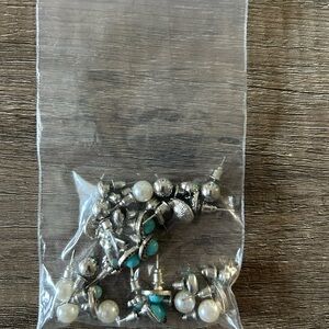 Stylish Silver and Turquoise Earring Set